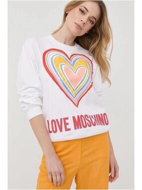Love Moschino White Heart Logo Sweatshirt